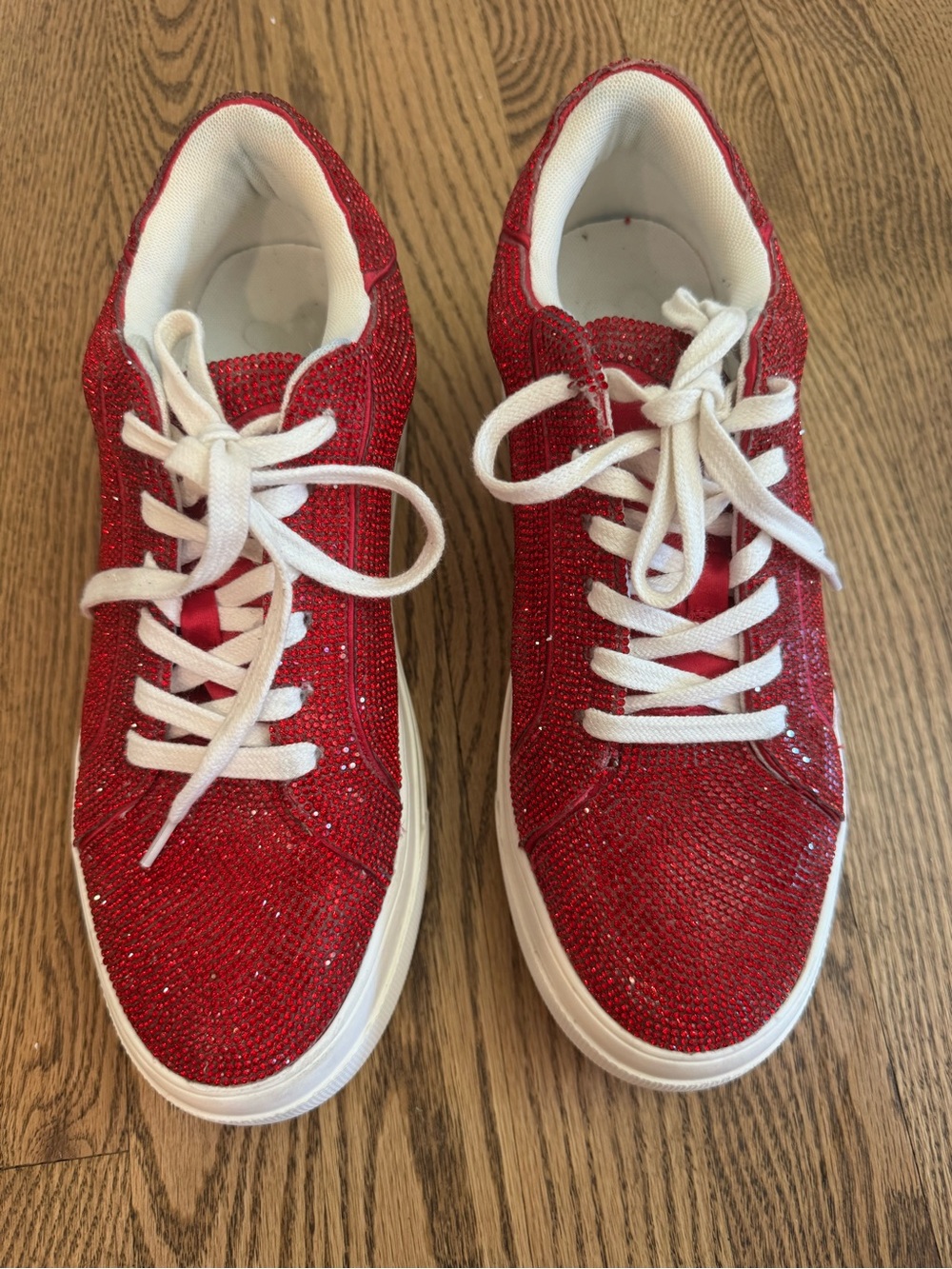 Jessica Simpson Womenβs Sparkling Ruby Red Platform Sneakers